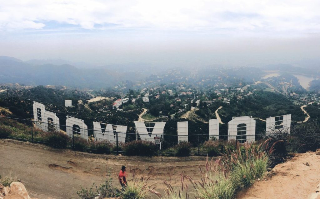 Hollywood sign with Los Angeles in background