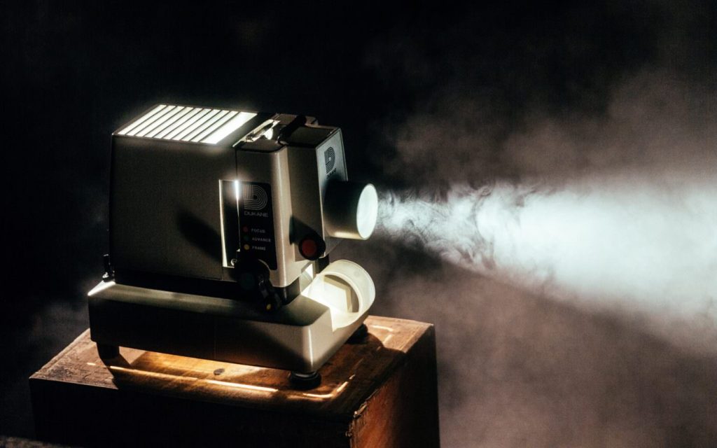 Photo of an old-fashioned film projector
